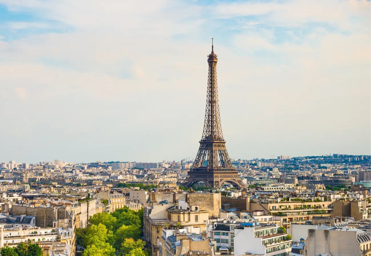 Photo de Paris et la Tour Eiffel avec les toits de Paris 